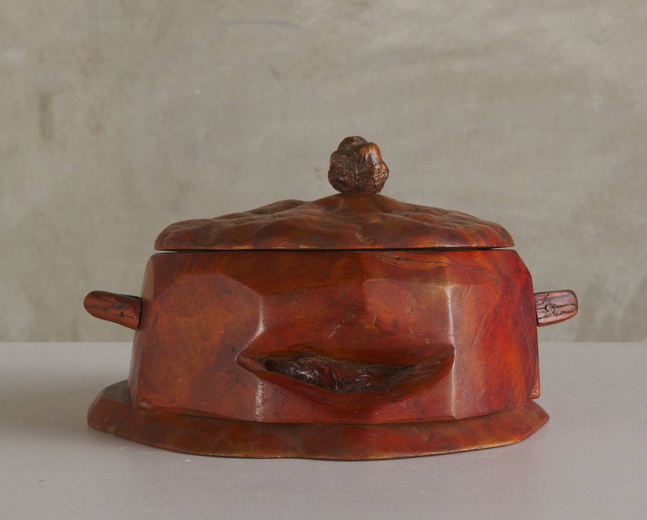 CARVED WOOD COVERED TUREEN